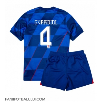 Croația Josko Gvardiol #4 Echipament de Fotbal Replică European 2024 Copii Deplasare (+ Șorturi)